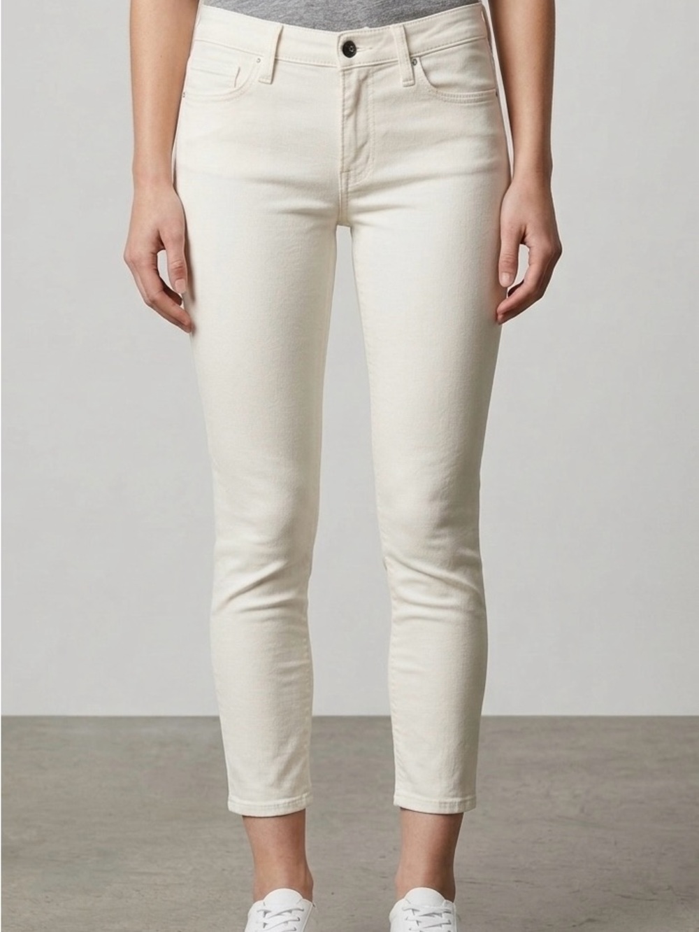 Joe’s Jeans Mid‑Rise Skinny Ankle – Cream/White, Size 26 - Picture 1 of 8